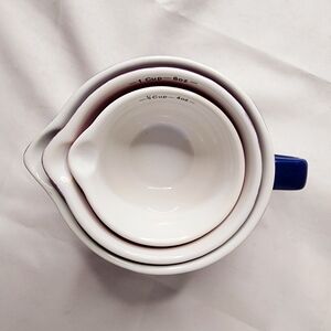 Anchor Hocking Measuring Pitcher Batter Bowl Set - 3 Piece Ceramic - Blue Purple